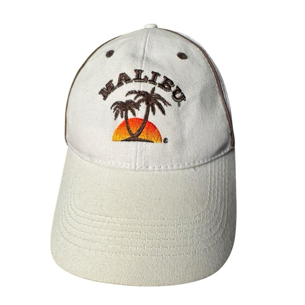 Malibu Rum Snapback Hat‎ Adjustable White Palm Tree Logo Trucker Cap B18Q
